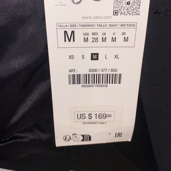 ZARA WOMAN STRAIGHT WOOL BLEND BLAZER ZW COLLECTION BLACK SIZE M NEW WITH TAG - Picture 6 of 14